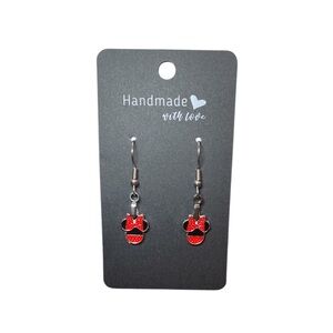 Handmade Mini Minnie Mouse with Red Bow Earrings